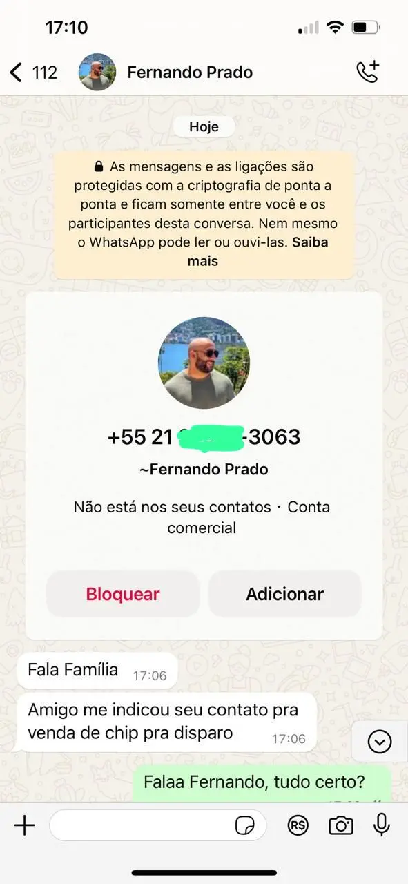 Cliente indicado para venda de chip para disparo