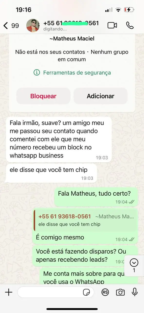 Cliente indicado procurando chip